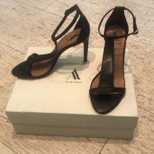 Black Leather High Heeled Sandals - Never Worn